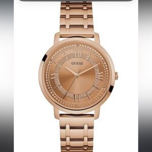 GUESS Women's Stainless Steel Glitz Casual Watch, Color: Rose Gold